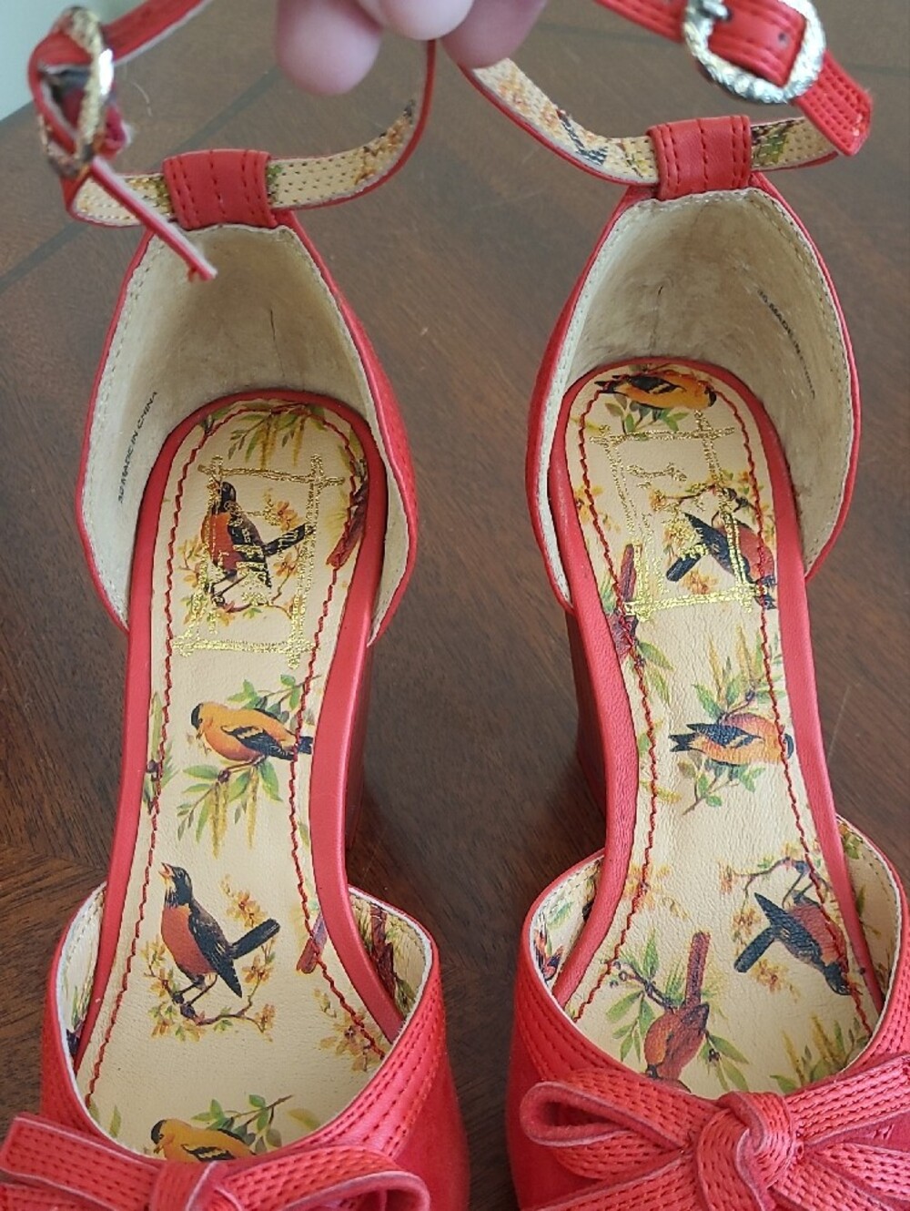 Like New, Miss L- Fire Pin-up Wedge Shoes Size 36, US 5.5-6. - Picture 3 of 15